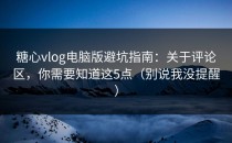 糖心vlog电脑版避坑指南：关于评论区，你需要知道这5点（别说我没提醒）