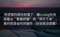 把逻辑捋顺你就懂了：糖心vlog在线观看从“看着舒服”到“停不下来”，差的就是省时间操作（别说我没提醒）