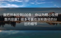 我把样本拉到100条：你以为糖心视频靠内容赢？很多号赢在涨粉路径的分岔的细节