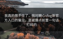 我真的憋不住了，我对糖心vlog新官方入口的偏见，是被爆点前置一句话打碎的