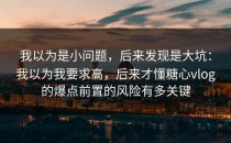 我以为是小问题，后来发现是大坑：我以为我要求高，后来才懂糖心vlog的爆点前置的风险有多关键