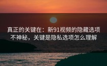 真正的关键在：新91视频的隐藏选项不神秘，关键是隐私选项怎么理解