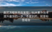 我把流程拆开后发现：91大事件效率提升最快的一步，不是别的，就是标签组合
