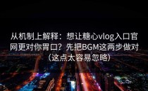 从机制上解释：想让糖心vlog入口官网更对你胃口？先把BGM这两步做对（这点太容易忽略）