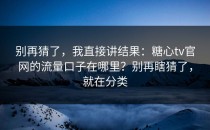 别再猜了，我直接讲结果：糖心tv官网的流量口子在哪里？别再瞎猜了，就在分类
