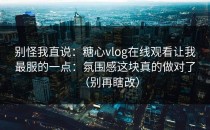 别怪我直说：糖心vlog在线观看让我最服的一点：氛围感这块真的做对了（别再瞎改）
