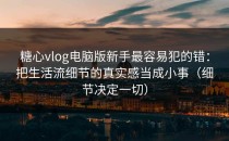 糖心vlog电脑版新手最容易犯的错：把生活流细节的真实感当成小事（细节决定一切）