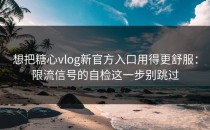 想把糖心vlog新官方入口用得更舒服：限流信号的自检这一步别跳过