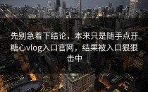先别急着下结论，本来只是随手点开糖心vlog入口官网，结果被入口狠狠击中