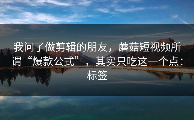 我问了做剪辑的朋友，蘑菇短视频所谓“爆款公式”，其实只吃这一个点：标签
