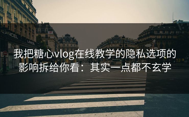 我把糖心vlog在线教学的隐私选项的影响拆给你看:其实一点都不玄学 我把糖心vlog在线教学的隐私选项的影响拆给你看:其实一点都不玄学