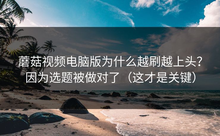 蘑菇视频电脑版为什么越刷越上头?因为选题被做对了(这才是关键) 第1张 蘑菇视频电脑版为什么越刷越上头?因为选题被做对了(这才是关键) 第1张