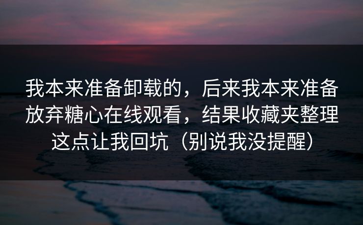 我本来准备卸载的,后来我本来准备放弃糖心在线观看,结果收藏夹整理这点让我回坑(别说我没提醒) 我本来准备卸载的,后来我本来准备放弃糖心在线观看,结果收藏夹整理这点让我回坑(别说我没提醒)