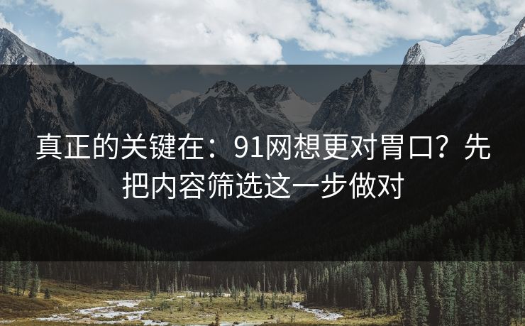 真正的关键在:91网想更对胃口?先把内容筛选这一步做对 真正的关键在:91网想更对胃口?先把内容筛选这一步做对