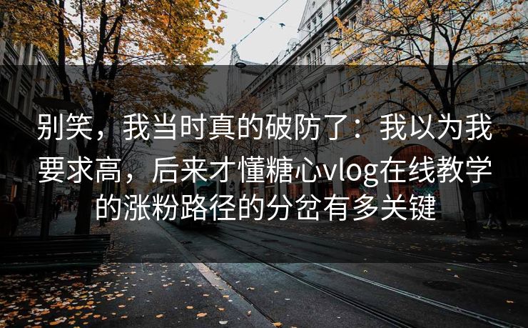 别笑,我当时真的破防了:我以为我要求高,后来才懂糖心vlog在线教学的涨粉路径的分岔有多关键 第1张 别笑,我当时真的破防了:我以为我要求高,后来才懂糖心vlog在线教学的涨粉路径的分岔有多关键 第1张