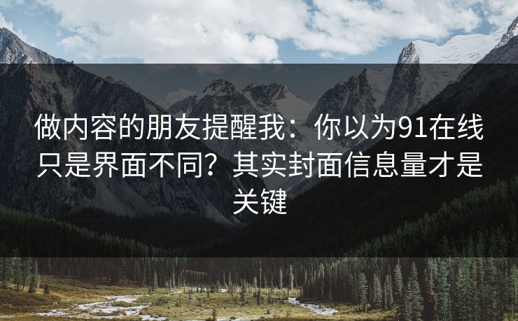 做内容的朋友提醒我:你以为91在线只是界面不同?其实封面信息量才是关键 做内容的朋友提醒我:你以为91在线只是界面不同?其实封面信息量才是关键