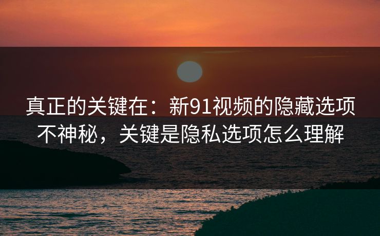 真正的关键在:新91视频的隐藏选项不神秘,关键是隐私选项怎么理解 真正的关键在:新91视频的隐藏选项不神秘,关键是隐私选项怎么理解